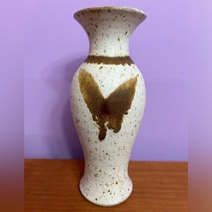Ceramic Handmade Vase Sign RB  Roger Butler Feather River Pottery Speckled